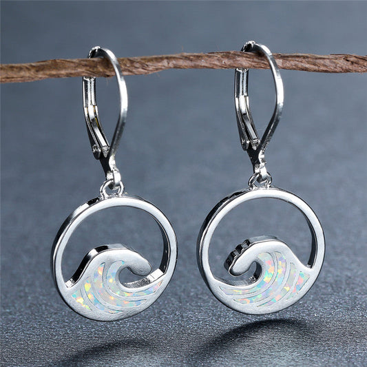 Elegant Opal Wave Earrings