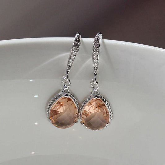 Elegant Peach Quartz Earrings