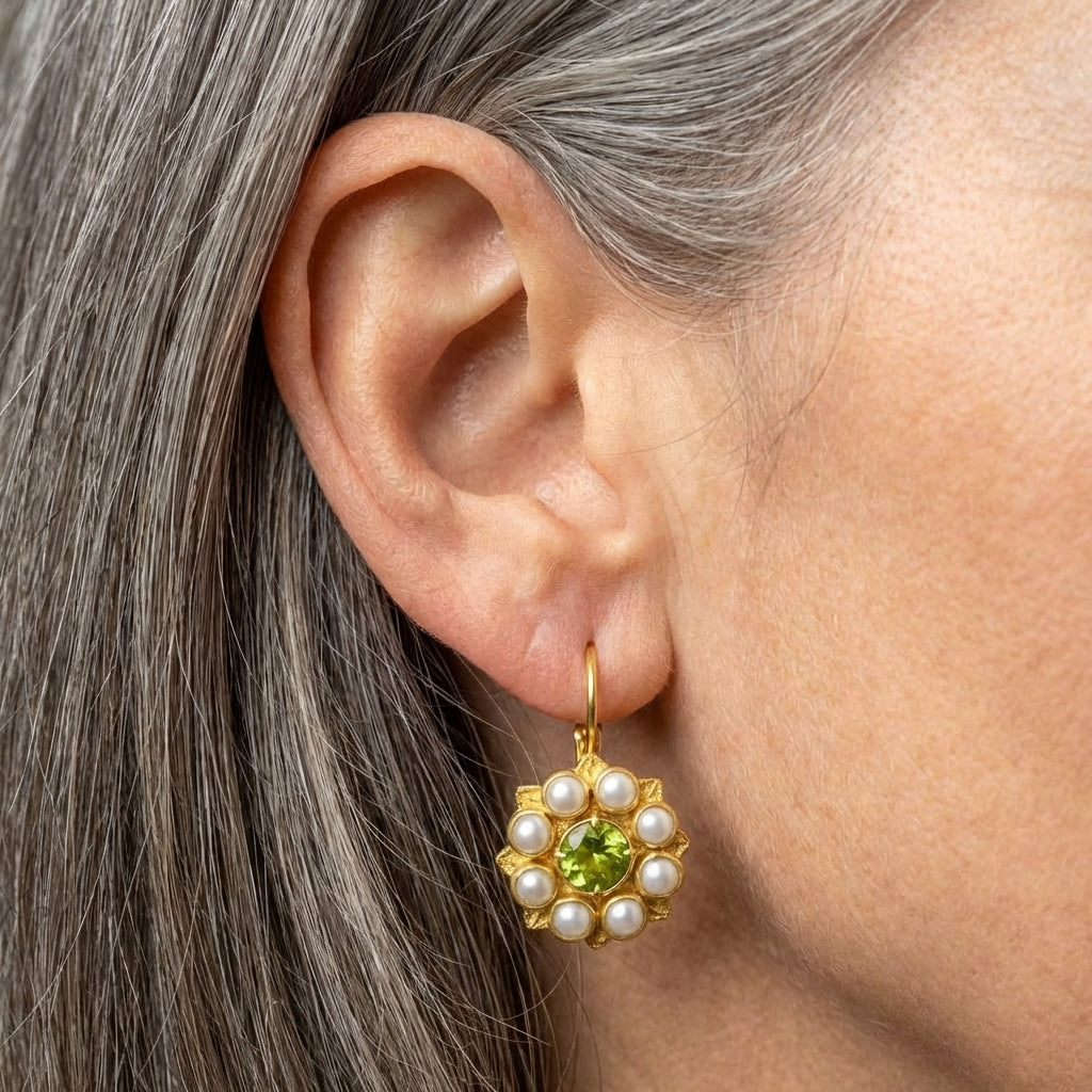 Pearl Peridot Earrings