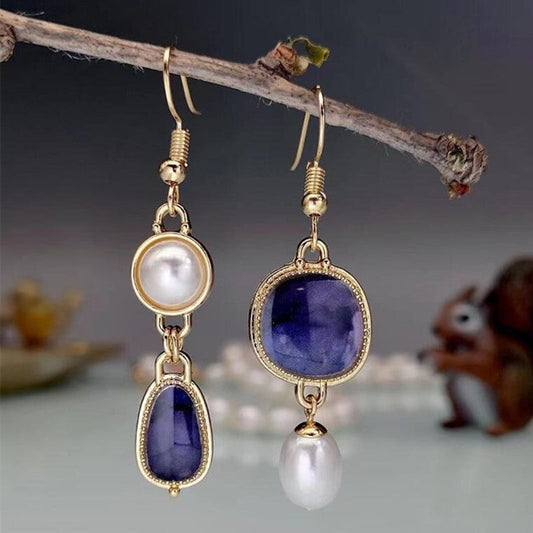Elegant Pearl Sapphire Earrings