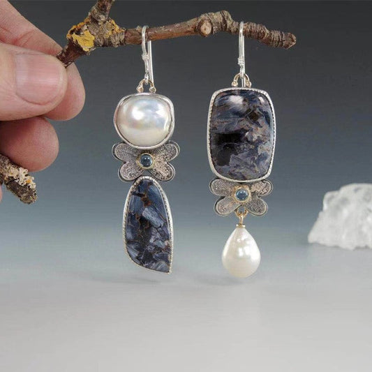 Elegant Pearl Sapphire Earrings