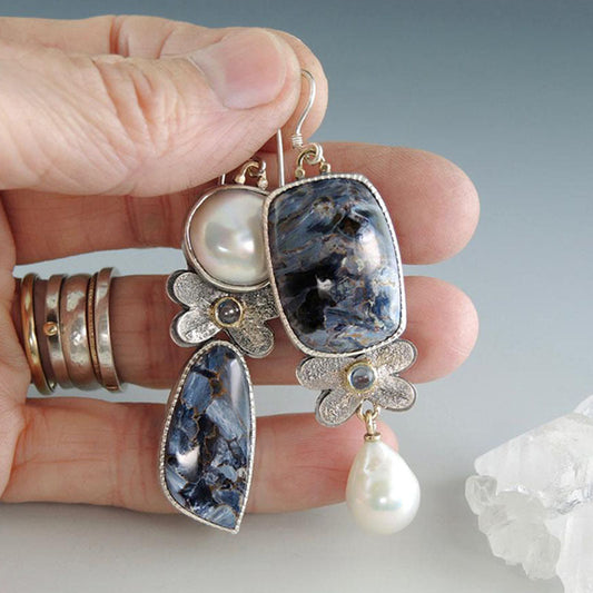 Elegant Pearl Sodalite Earrings