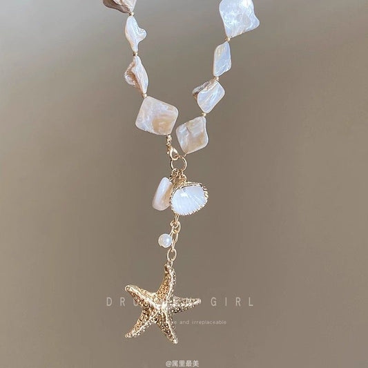 Elegant Pearl Starfish Necklace