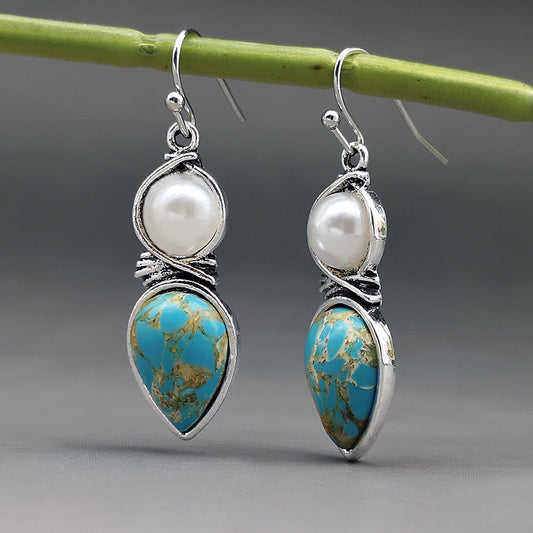 Elegant Pearl Turquoise Earrings