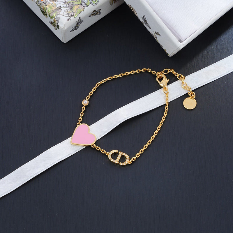 Elegant Pink Heart Bracelet
