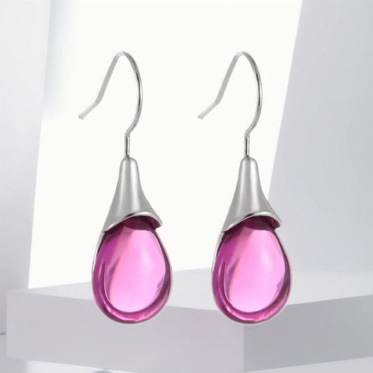 Elegant Pink Teardrop Earrings