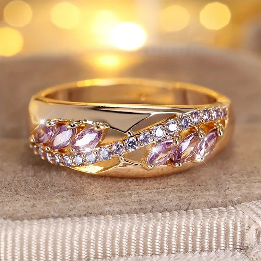 Elegant Purple Cubic Zirconia Ring