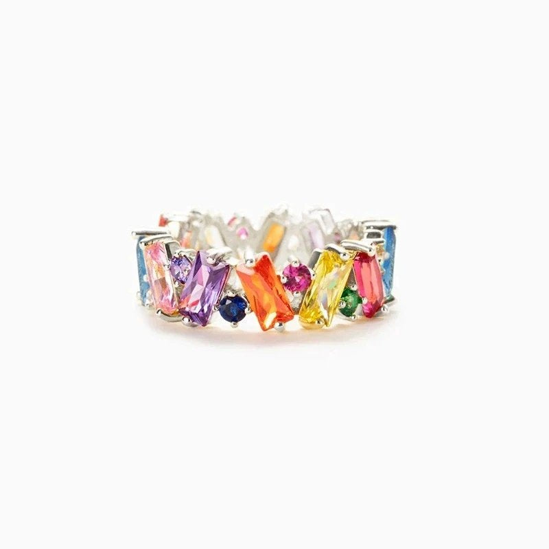 Elegant Rainbow Zircon Ring