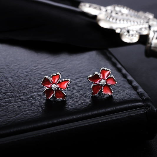 Elegant Red Flower Earrings
