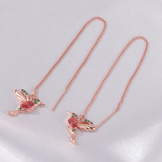 Elegant Ruby Bird Earrings
