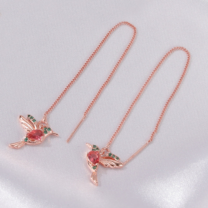 Elegant Ruby Bird Earrings