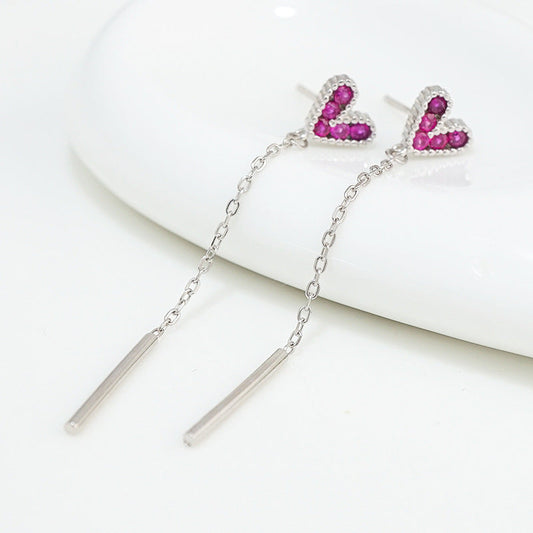 Elegant Ruby Heart Earrings
