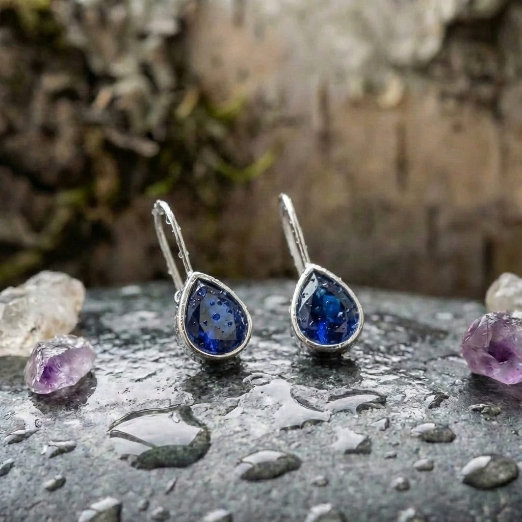 Elegant Sapphire Teardrop Earrings