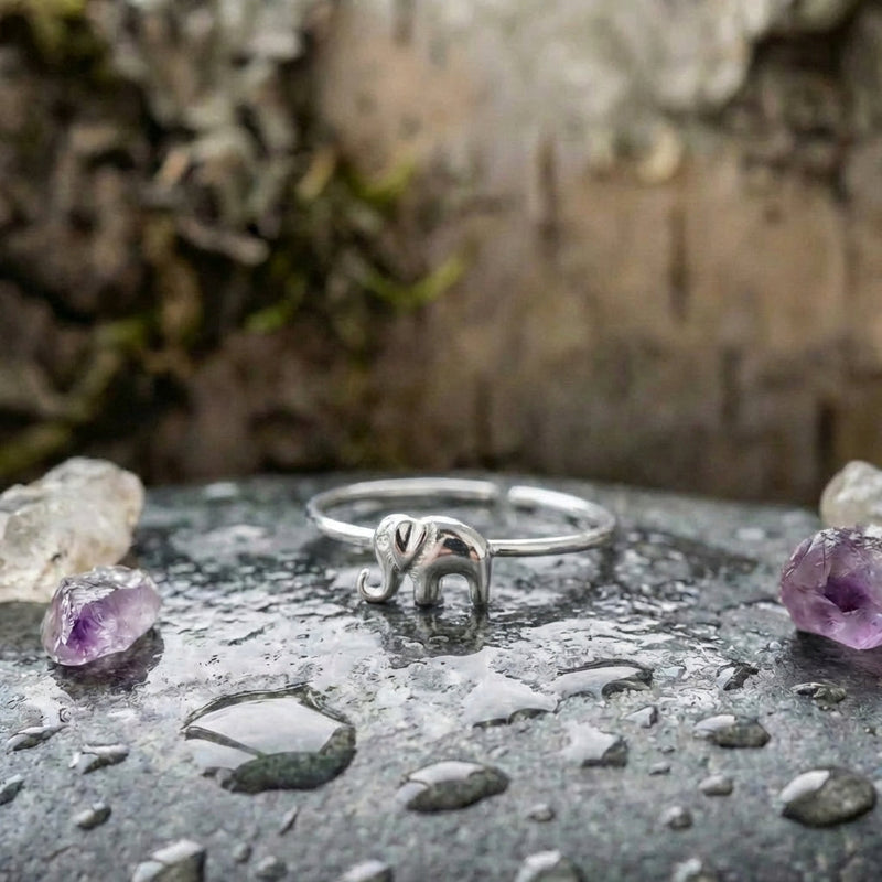 Elegant Silver Elephant Ring