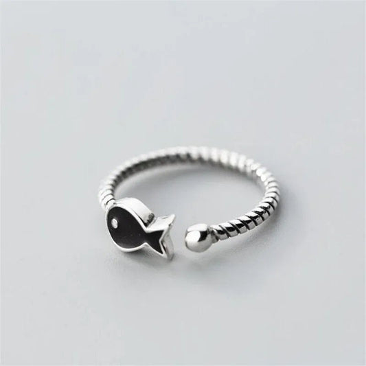 Elegant Silver Fish Ring