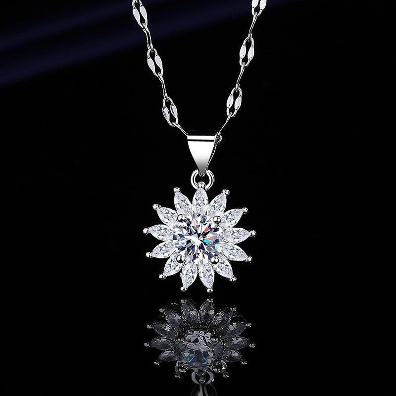 Elegant Silver Sunflower Pendant