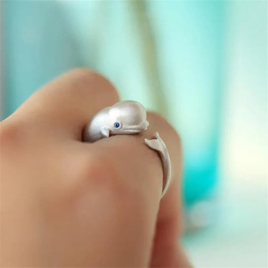 Elegant Silver Whale Ring