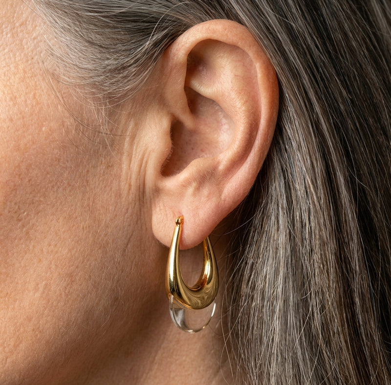Smooth Water Drop Gold Earrings