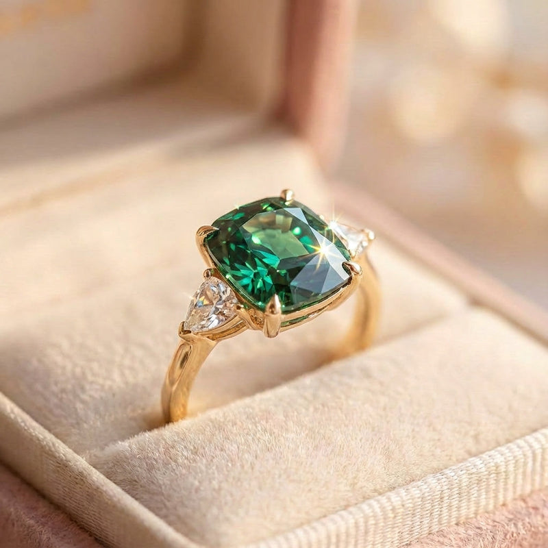 Elegant Square Emerald Ring