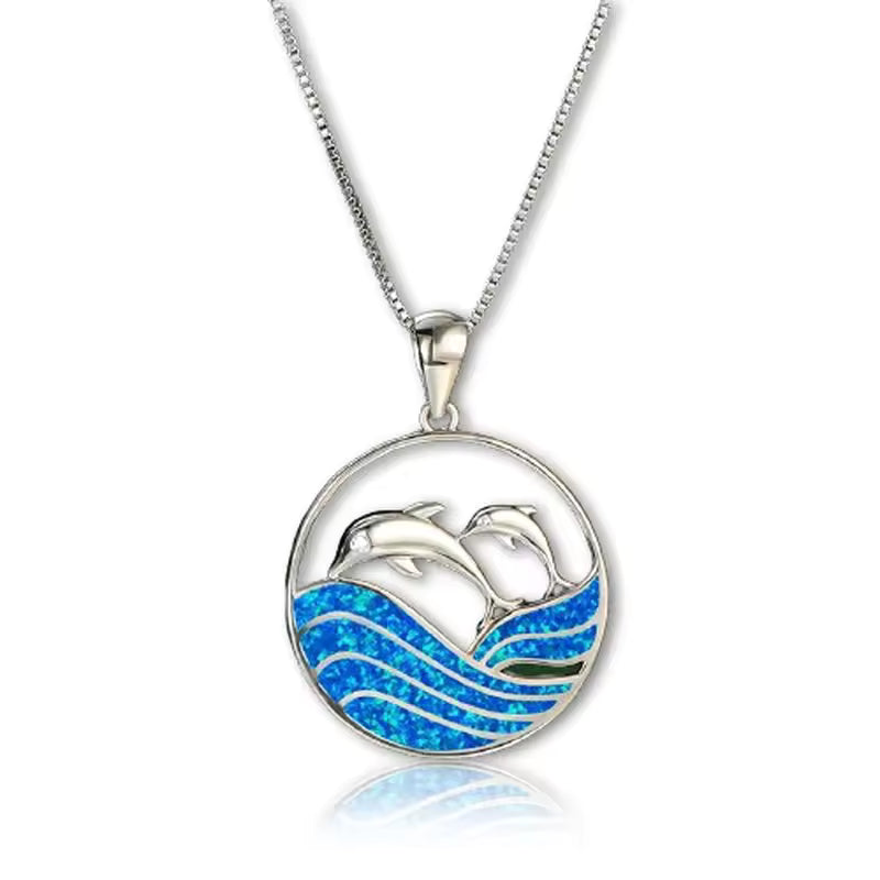 Elegant Wave Opal Necklace