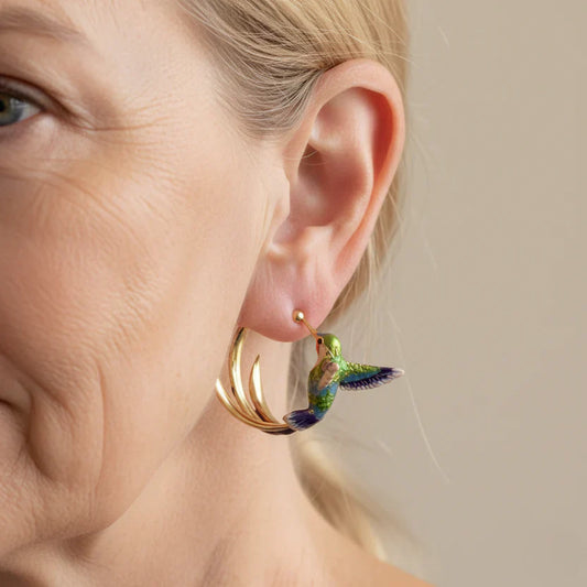 Enamel Hummingbird Earrings