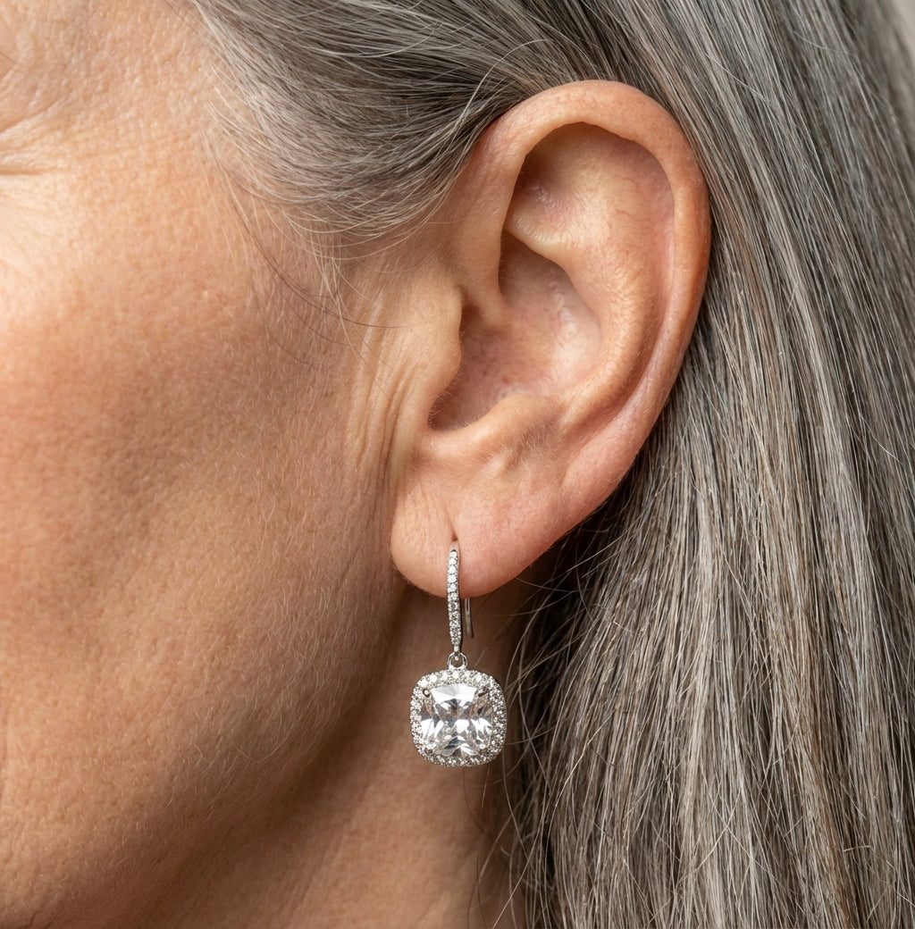 Exquisite White Zircon Dangle Earrings