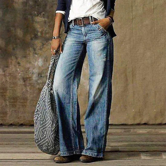 KS | Vintage denim jeans with wide leg and high waist