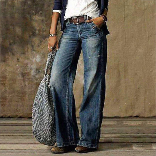 KS | Vintage denim jeans with wide leg and high waist