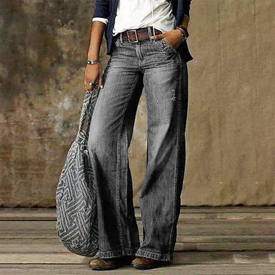 KS | Vintage denim jeans with wide leg and high waist
