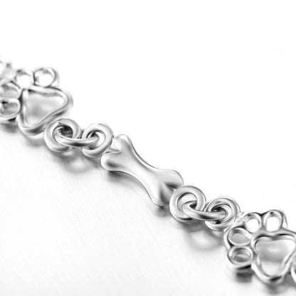 Limited Edition Pure Silver Dog Paw And Bone Charms Bracelet