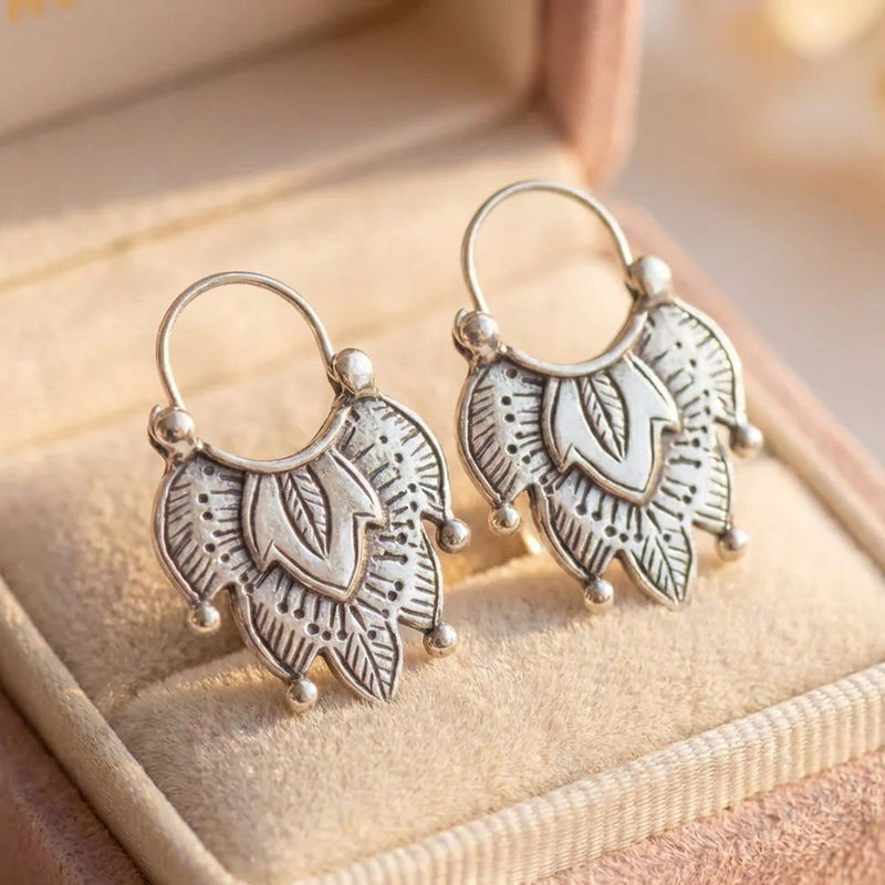 Vintage Leaf Hoop Earrings