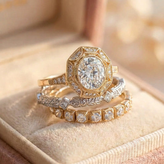 Vintage Crystal Ring Set