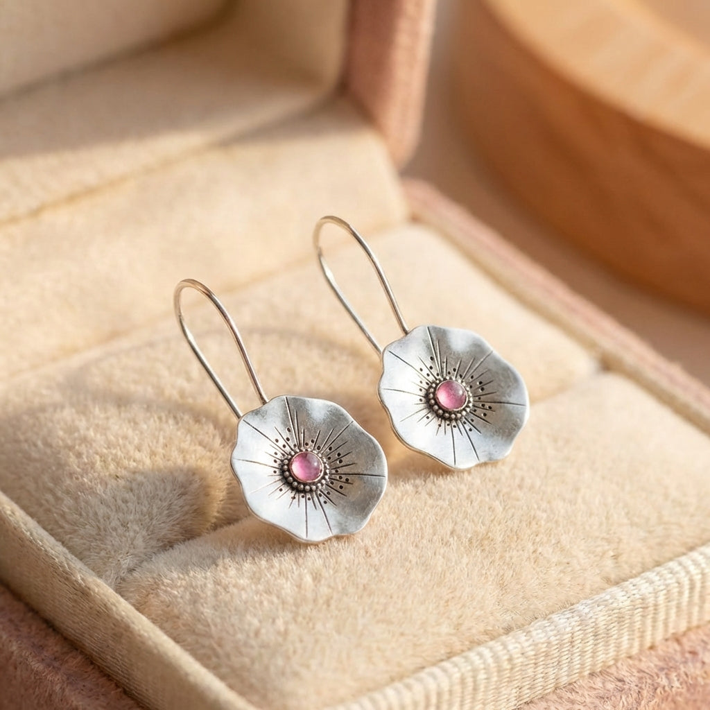 Vintage Lotus Flower Earrings