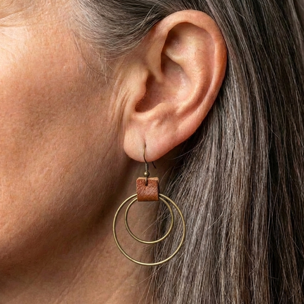 Leather Circle Earrings