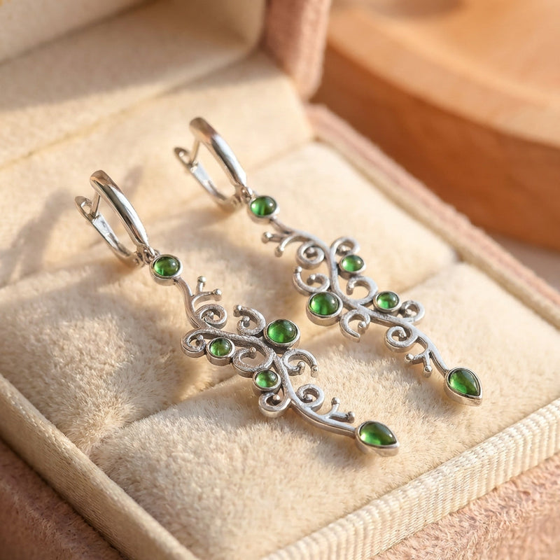 Vintage Green Stone Earrings