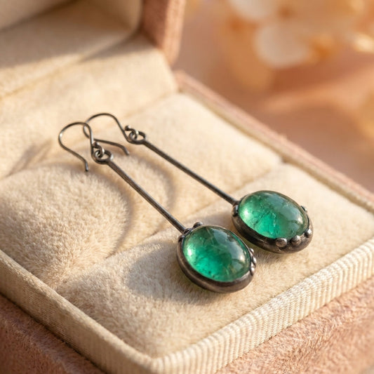 Vintage Green Stone Earrings