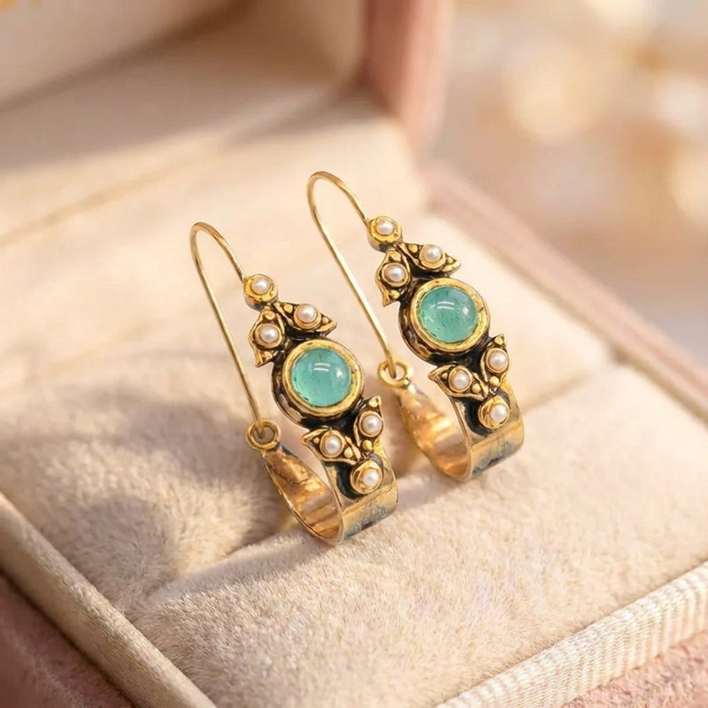 Vintage Green Stone Earrings