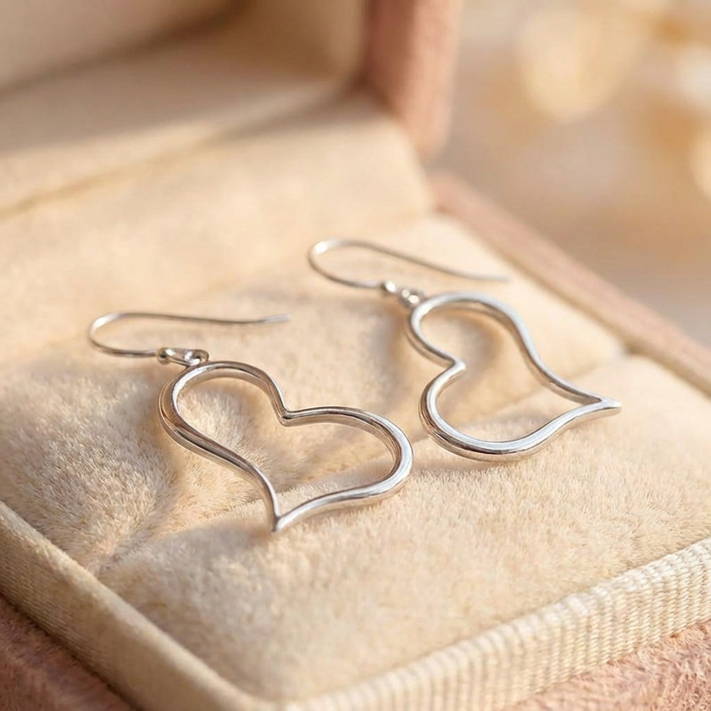 Minimalist Heart Dangle Earrings