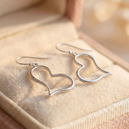 Minimalist Heart Dangle Earrings