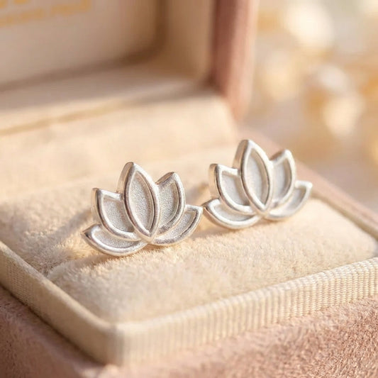 Elegant Silver Lotus Earrings
