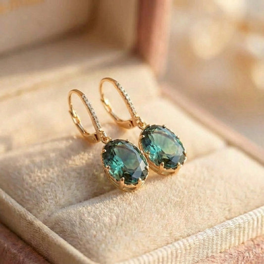 Elegant Green Zircon Earrings