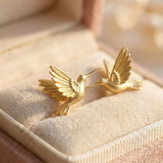 Elegant Gold Hummingbird Earrings