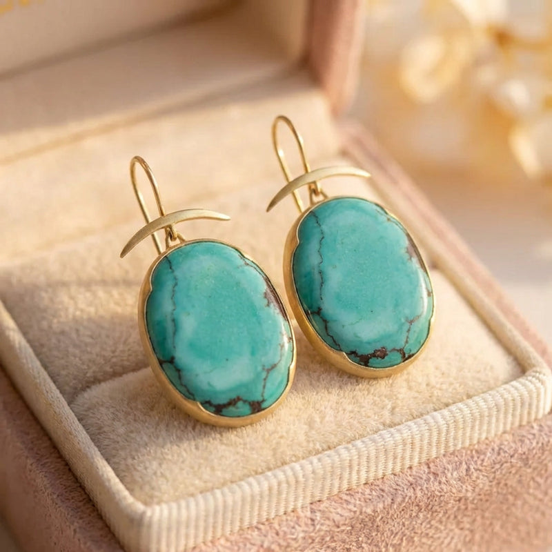 Vintage Green Stone Dangle Earrings