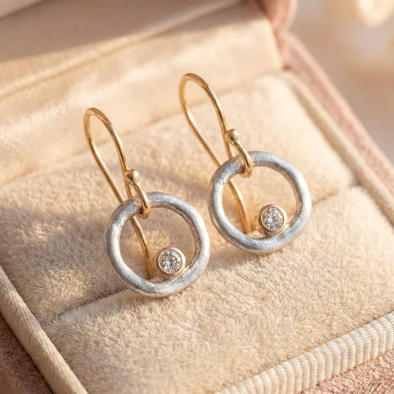 Vintage Gold & Silver Zirconia Earrings