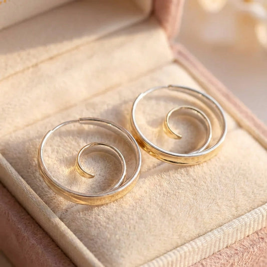 Vintage Earrings With Spiral Waves