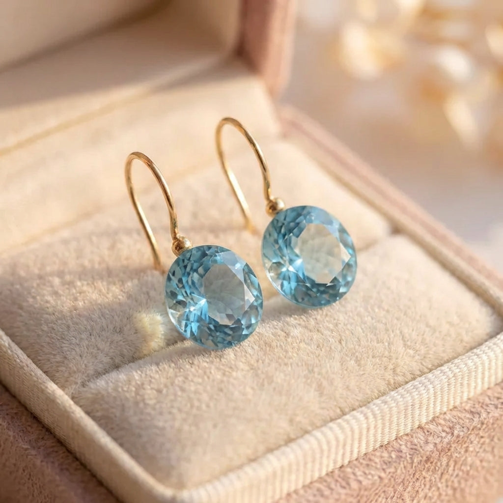 Vintage Rounded Glass Blue Earrings