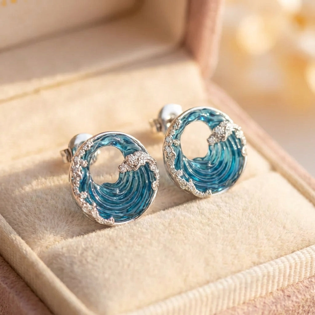 Vintage Round Ocean Earrings