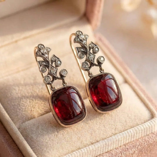 Vintage Red Bright Stone Earrings
