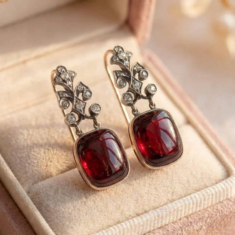 Vintage Red Bright Stone Earrings
