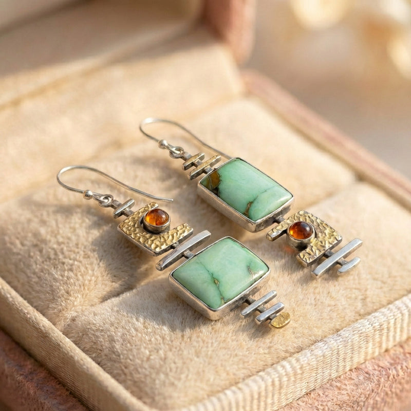 Vintage Green Old Stone Earrings